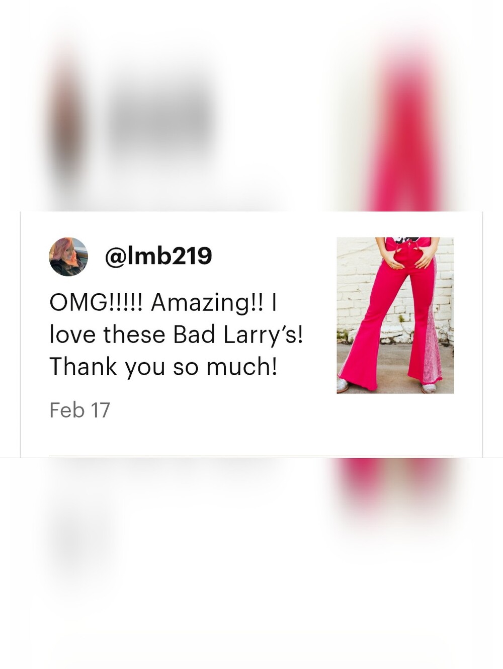 NEW LUCKY AND BLESSED Pink Rhinestone Side Panel Flare Jeans (Tummy Control) - Picture 7 of 7